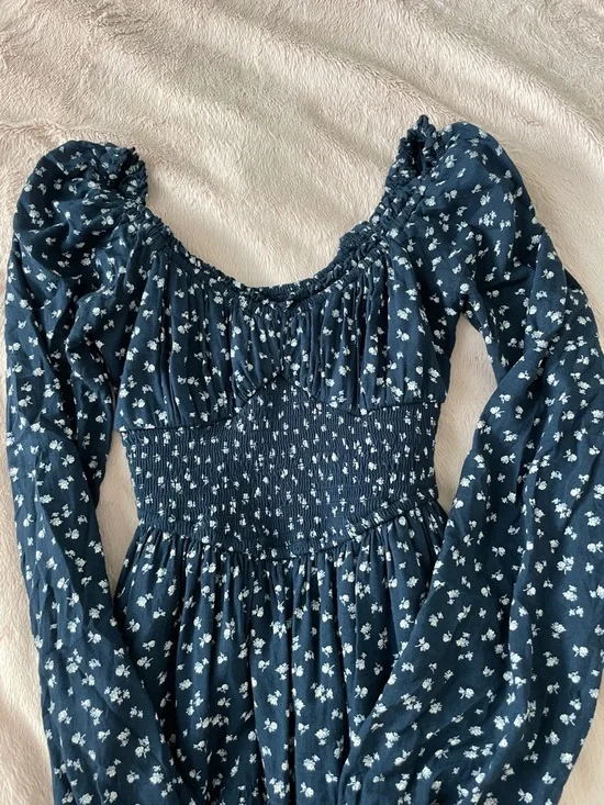 Hollister Navy Blue Mini Dress with White Floral Print - Picture 2 of 3
